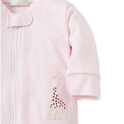 Sophie la girafe Pink Stripe Zip Front Footie