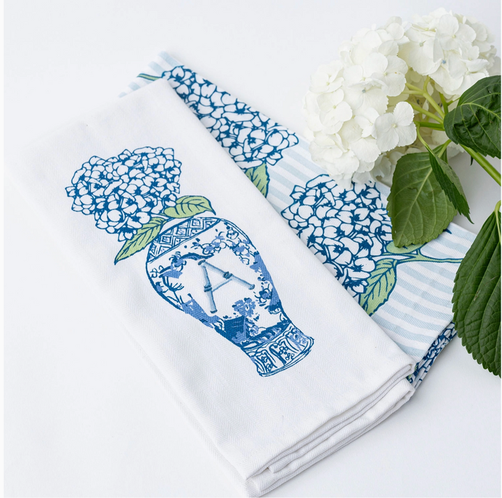Hydrangea Initial Kitchen Towel Set