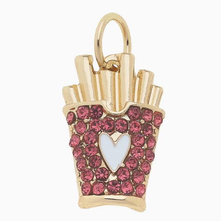 Pave French Fries Charm in Pink