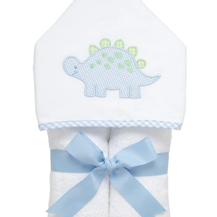 Dinosaur hooded towel — personalized with embroidered name, baby and toddler gift