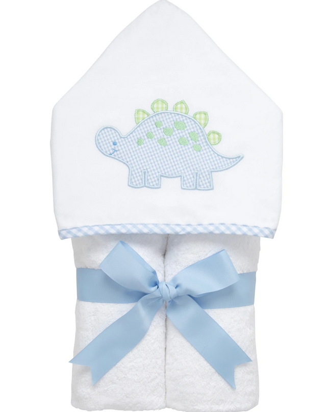 Dinosaur hooded towel — personalized with embroidered name, baby and toddler gift