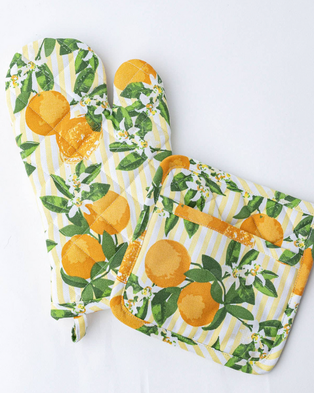 Oven Mitt Set - Orange Blossom