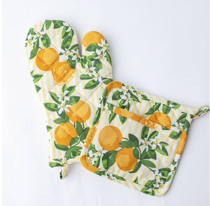 Oven Mitt Set - Orange Blossom