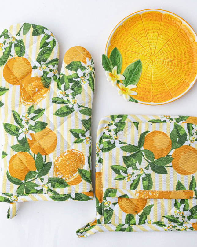 Oven Mitt Set - Orange Blossom