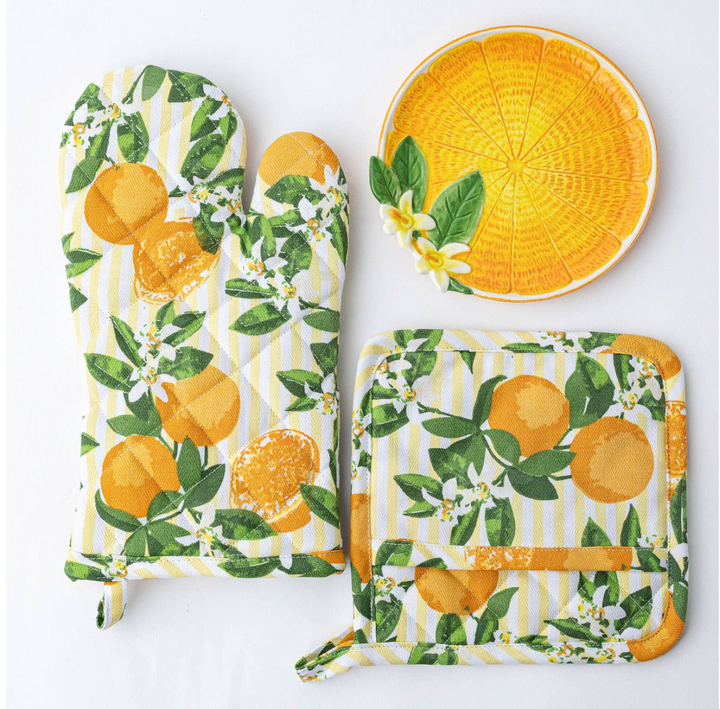 Oven Mitt Set - Orange Blossom