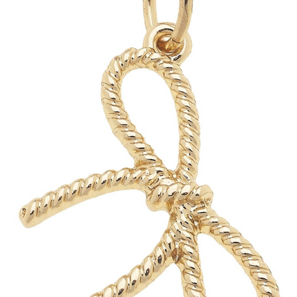 Rope Bow Charm in Shiny Gold