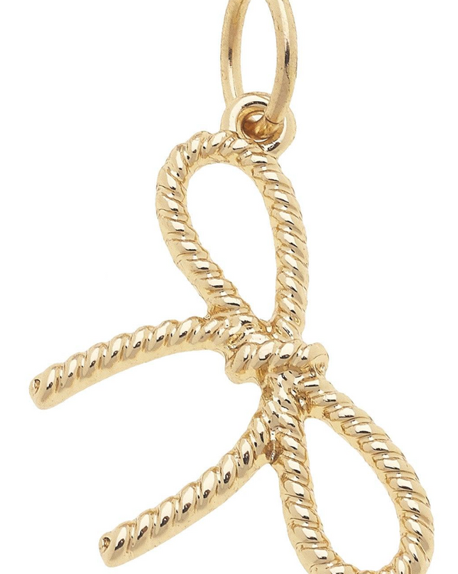 Rope Bow Charm in Shiny Gold