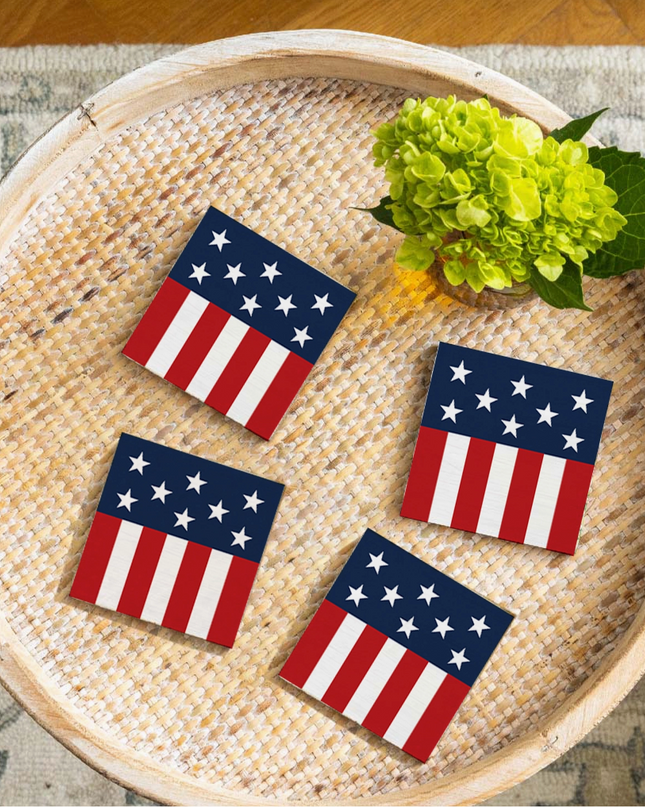 Rustic Flag Coaster Set