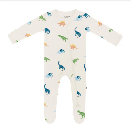 Zippered Footie in Ecru Roar