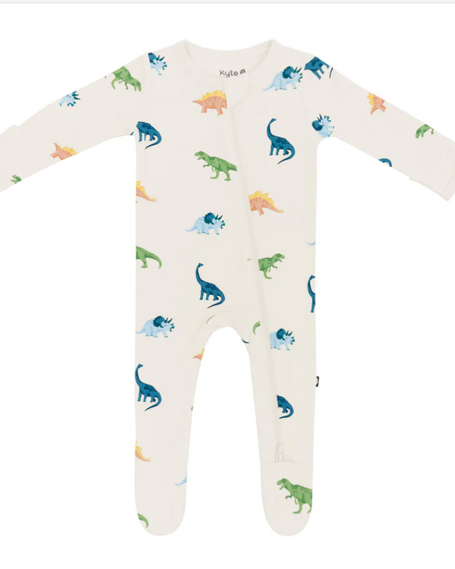 Zippered Footie in Ecru Roar