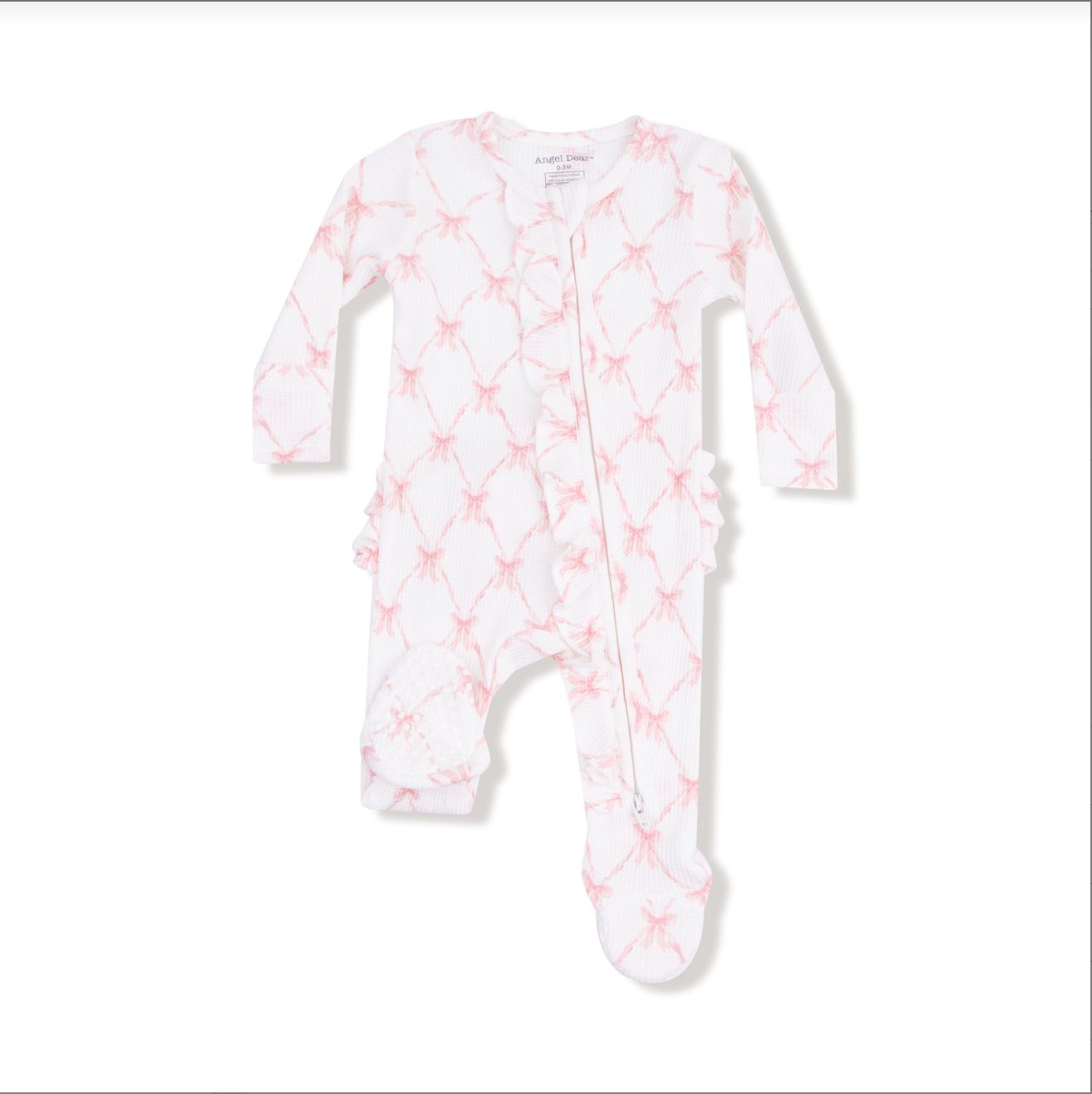 Ribbon Bow Trellis - 2 Way Ruffle Zipper Footie