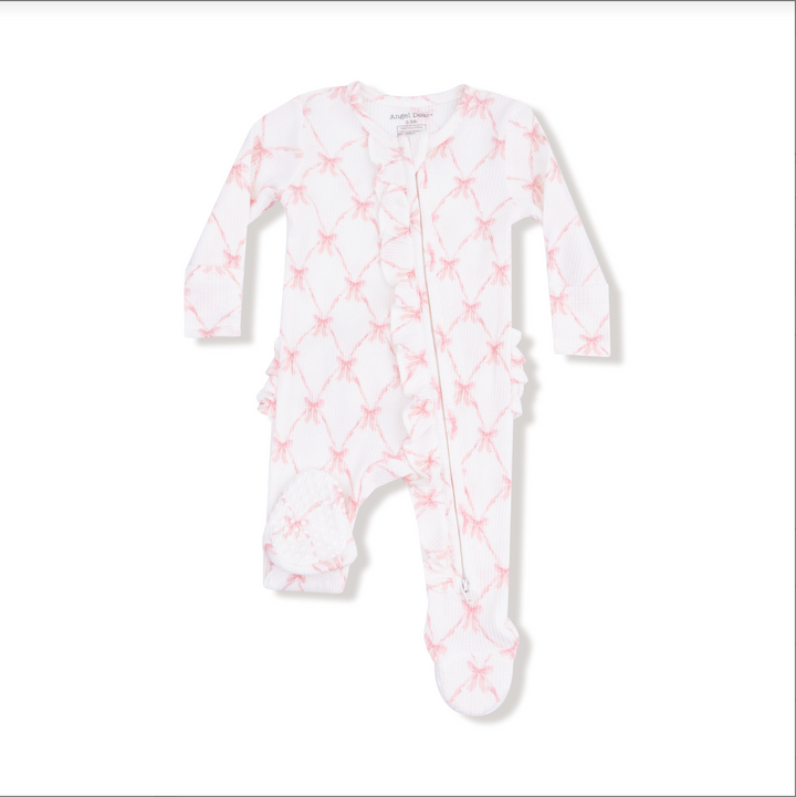 Ribbon Bow Trellis - 2 Way Ruffle Zipper Footie