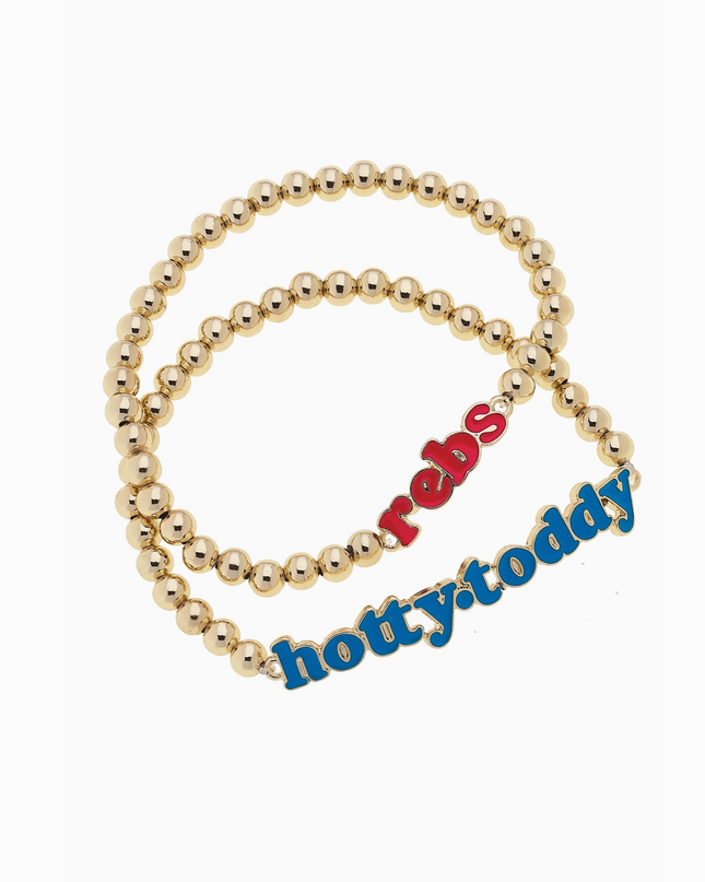 Ole Miss Rebels Slogan Ball Bead Bracelet Set of 2
