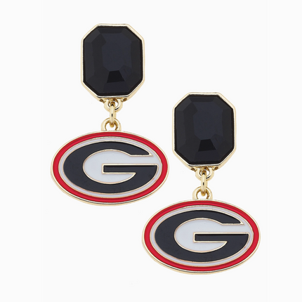 Georgia Bulldogs Rhinestone Enamel Logo Earrings