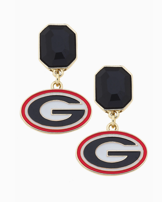 Georgia Bulldogs Rhinestone Enamel Logo Earrings