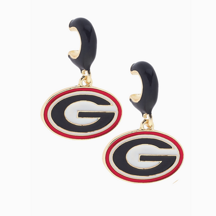 Georgia Bulldogs Enamel Logo Huggie Hoop Earrings