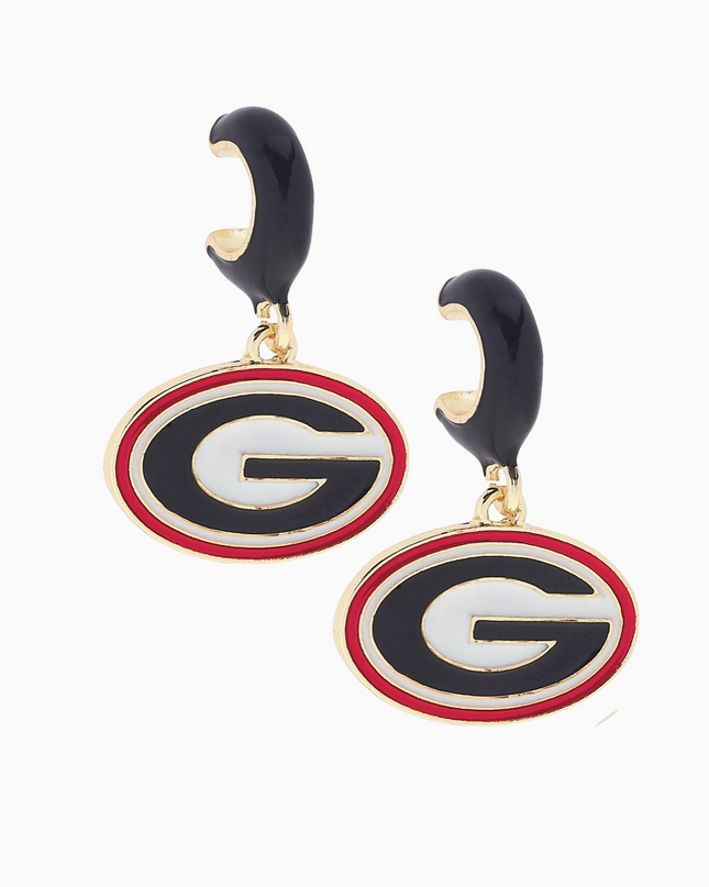 Georgia Bulldogs Enamel Logo Huggie Hoop Earrings