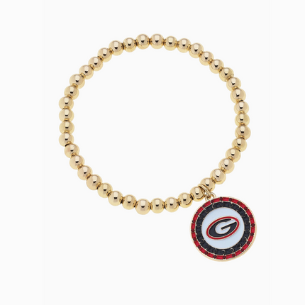 Georgia Bulldogs Pave Disc Ball Bead Stretch Bracelet