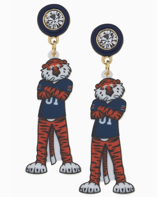 Auburn Aubie the Tiger Resin Mascot Earrings