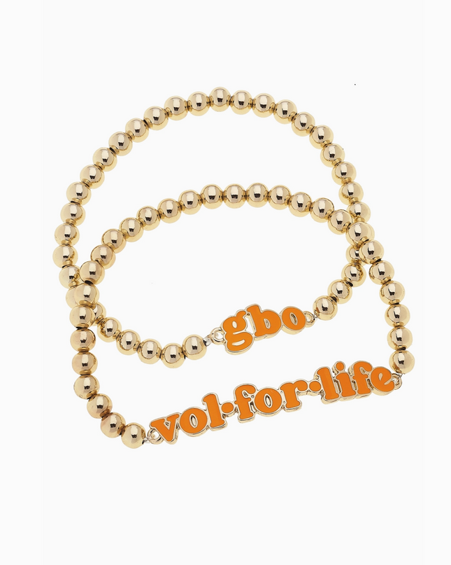 Tennessee Vols Slogan Ball Bead Bracelet Set of 2