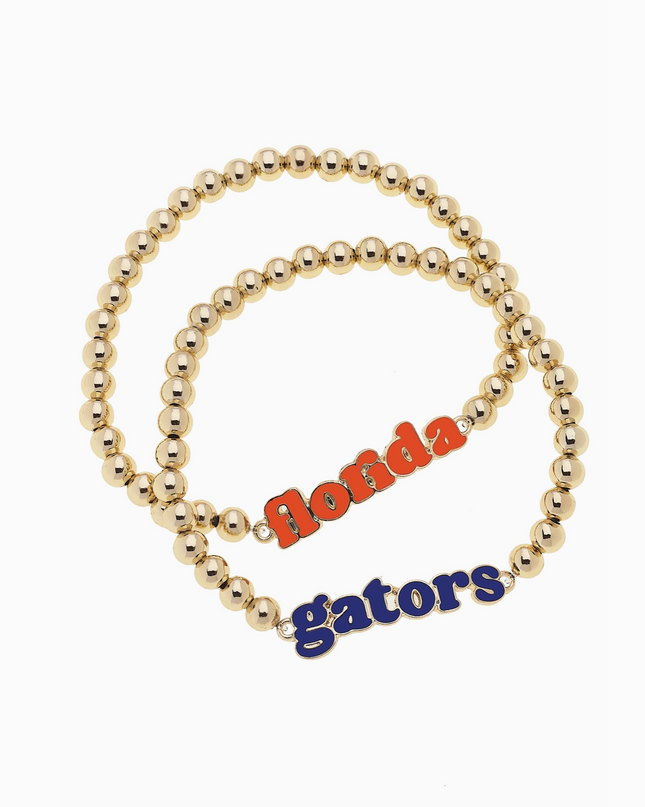 Florida Gators Slogan Ball Bead Bracelet Set of 2
