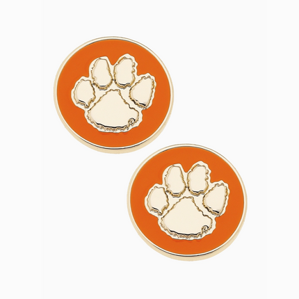 Clemson Tigers Logo Circle Stud Earrings