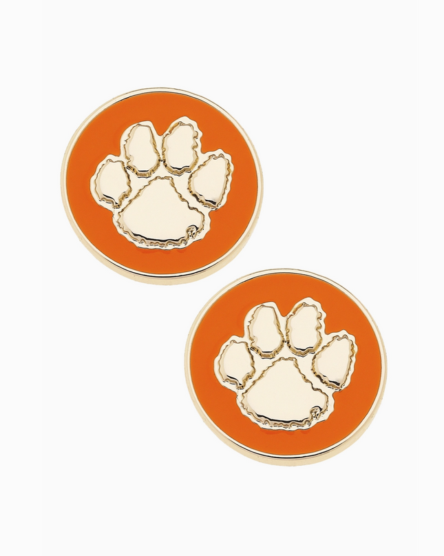 Clemson Tigers Logo Circle Stud Earrings