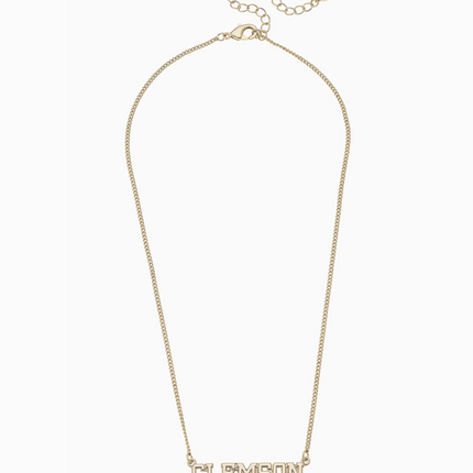 Clemson Tigers Varsity Outline Necklace in Shiny Gold