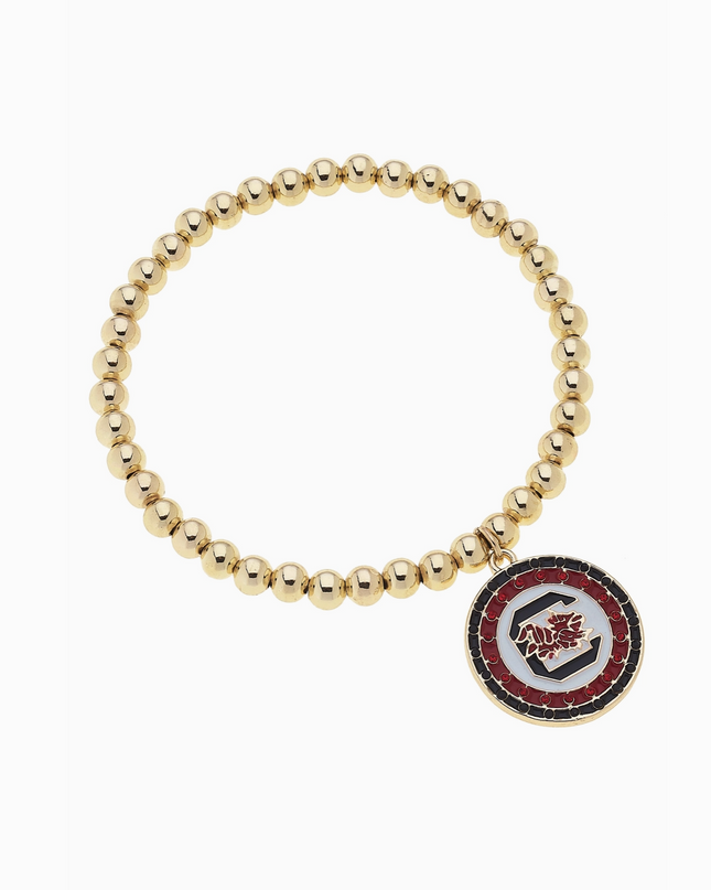 South Carolina Gamecocks Pave Disc Ball Bead Bracelet