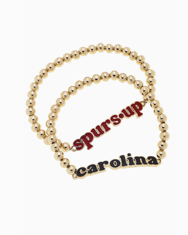 South Carolina Gamecocks Slogan Ball Bead Bracelet Set of 2
