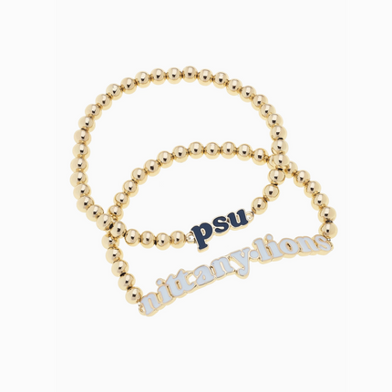Penn State Nittany Lions Slogan Ball Bead Bracelet Set of 2