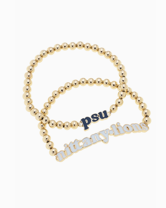 Penn State Nittany Lions Slogan Ball Bead Bracelet Set of 2