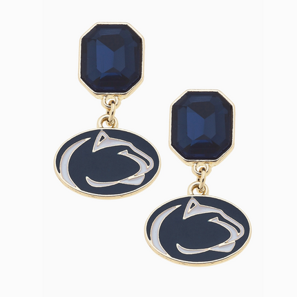 Penn State Nittany Lions Rhinestone Enamel Logo Earrings