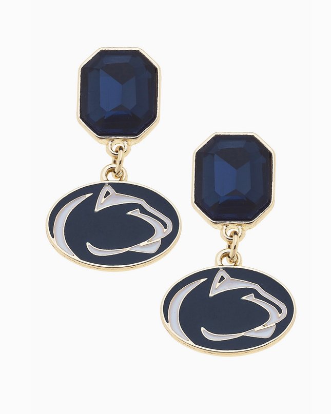 Penn State Nittany Lions Rhinestone Enamel Logo Earrings