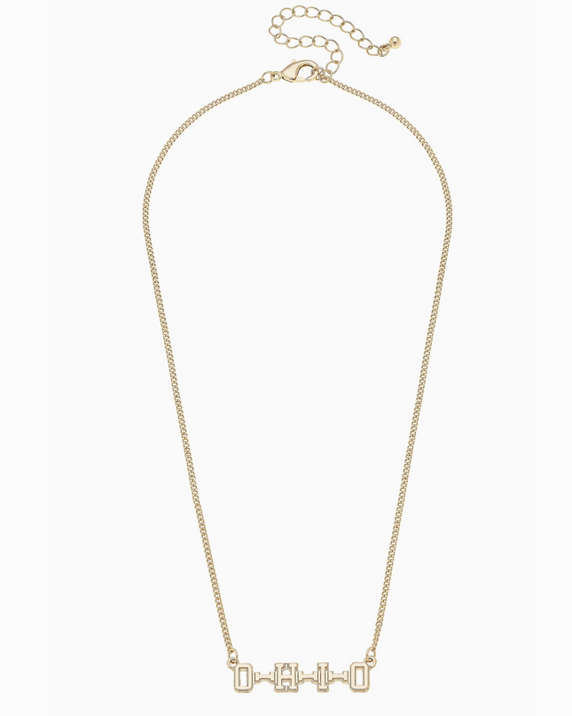 Ohio State Buckeyes Varsity Outline Necklace in Shiny Gold