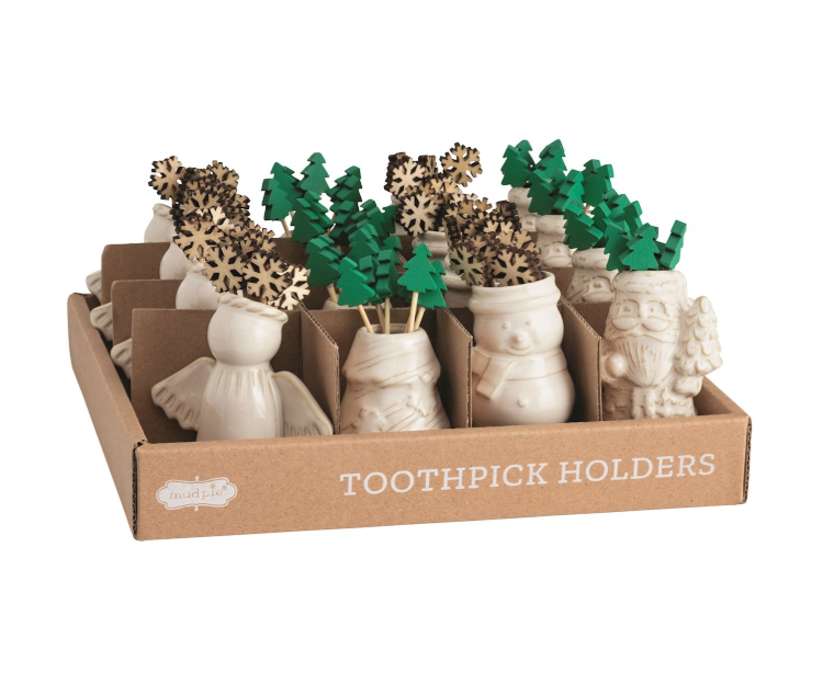 White Christmas Toothpick Caddy Sets