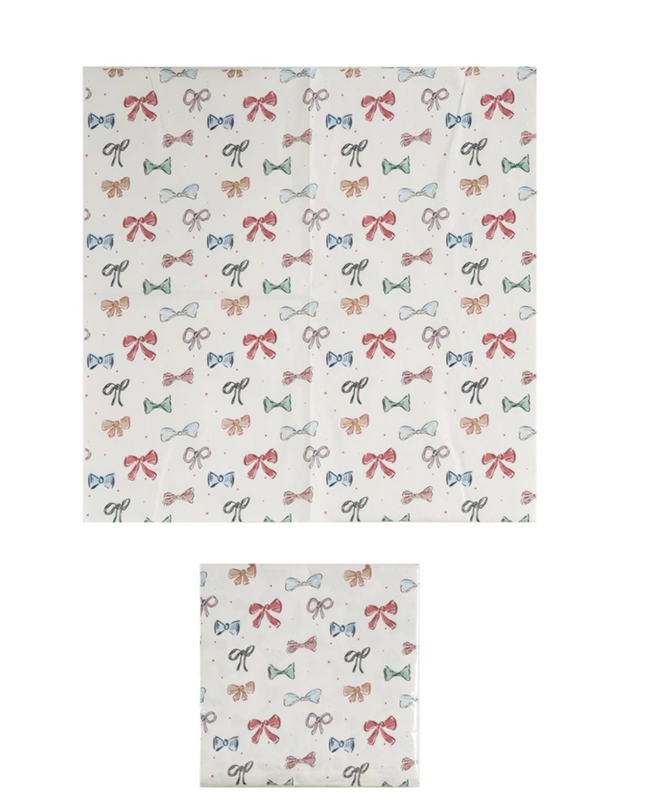 Paper Napkins w/ Bows Pattern (Contains 50 Folded Pieces)