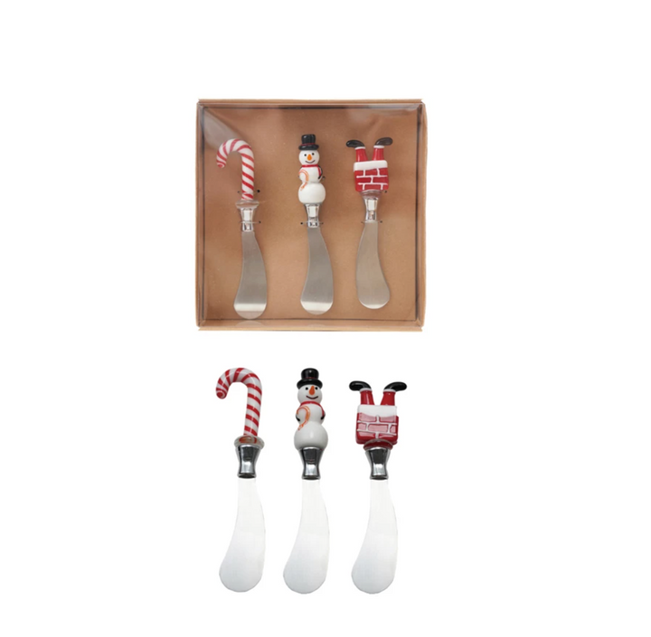 Canape Knives with Glass Holiday Icon Handle, Boxed Set of 3
