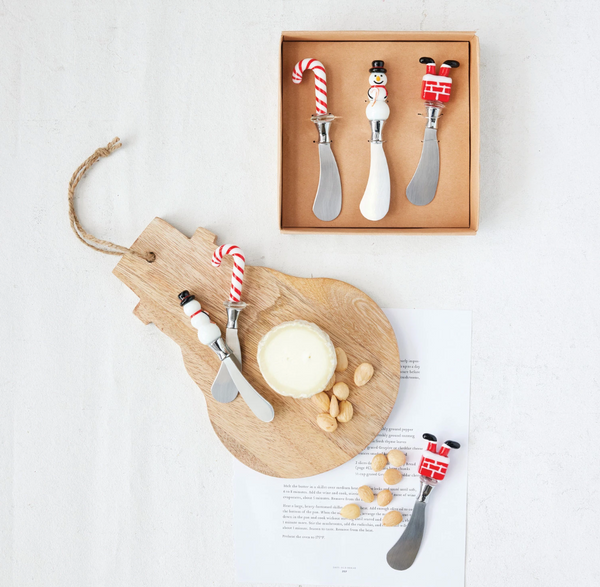 Canape Knives with Glass Holiday Icon Handle, Boxed Set of 3