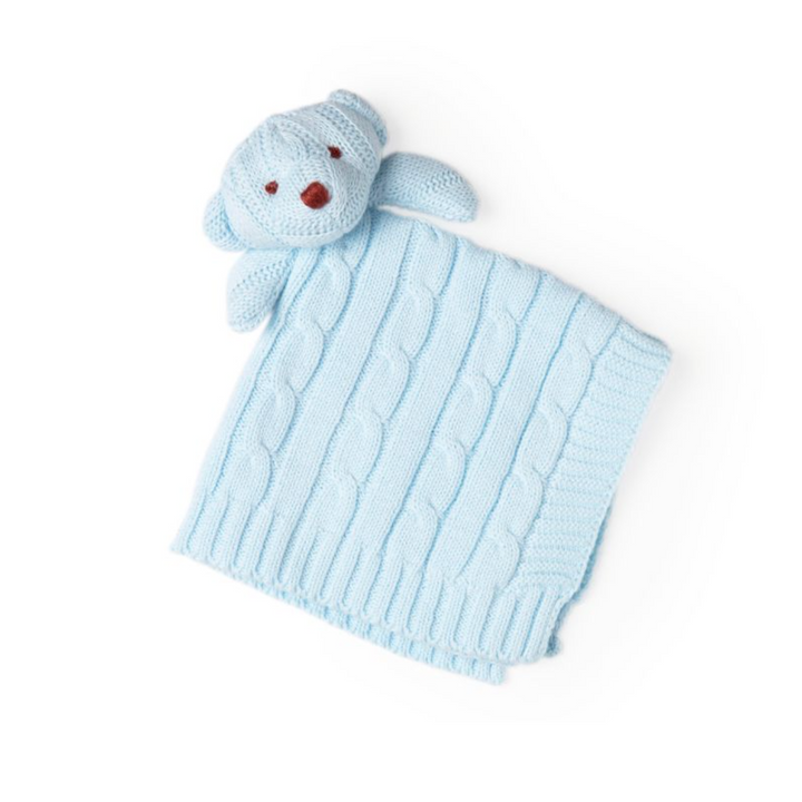 Cotton Knit Security Blanket w/ Bear