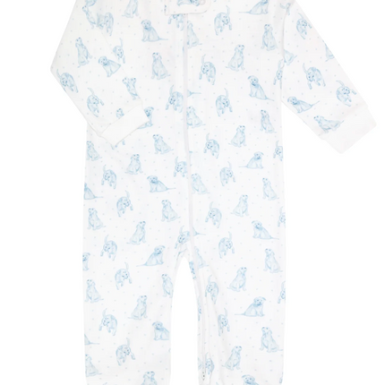 Blue Puppy Love Zipper Footie