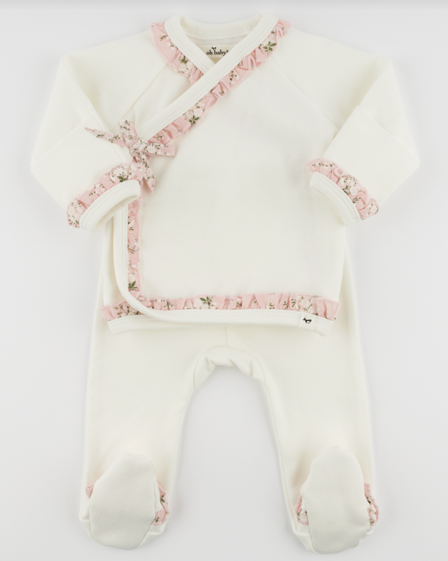 Apple Blossom Kimono with Pink Ruffles