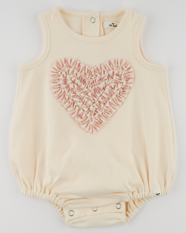 Stripe Ruffle Heart Bubble