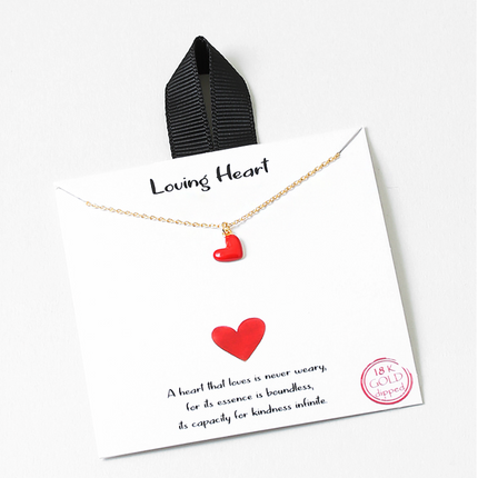 Gold dipped Necklace with Red Heart - Loving Heart