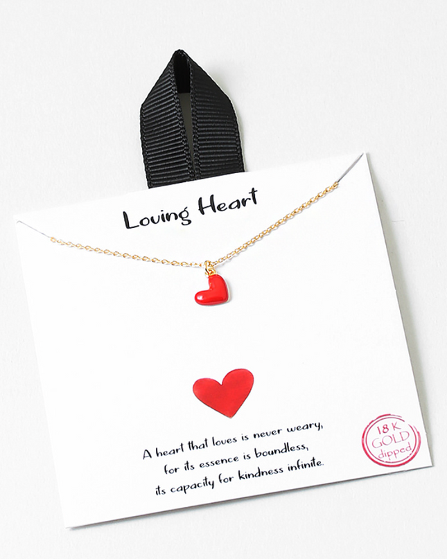 Gold dipped Necklace with Red Heart - Loving Heart
