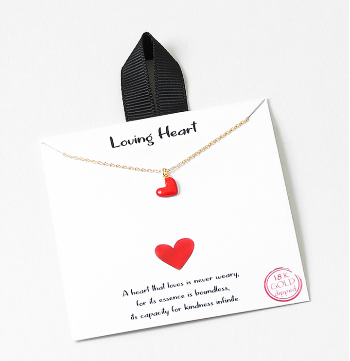 Gold dipped Necklace with Red Heart - Loving Heart