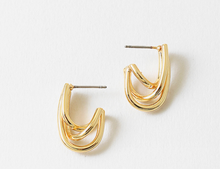 Gold Double Hoop Earrings | Layered Hoop Statement Earrings
