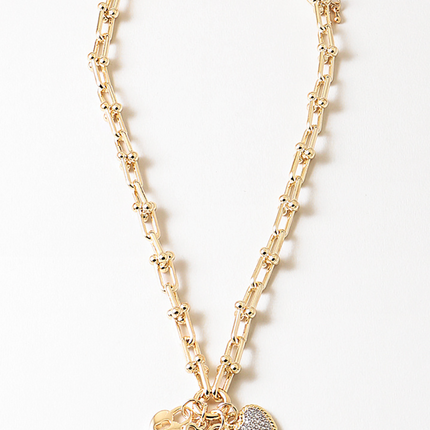 Golden Lock & Key Charm Chain Necklace
