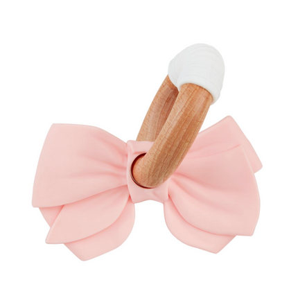 Blush Pink or White Bow Wooden Baby Teether
