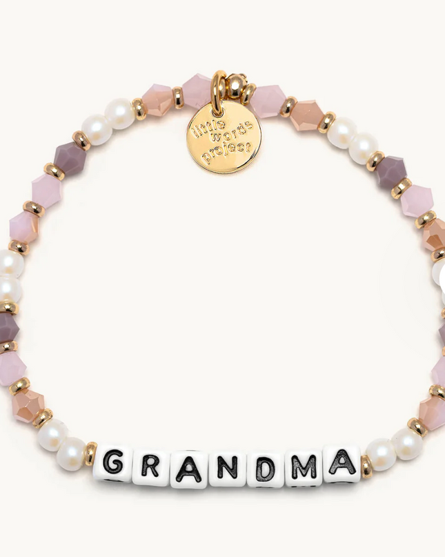 Little Words Project Stretch Bracelet - White Grandma Peachy Love